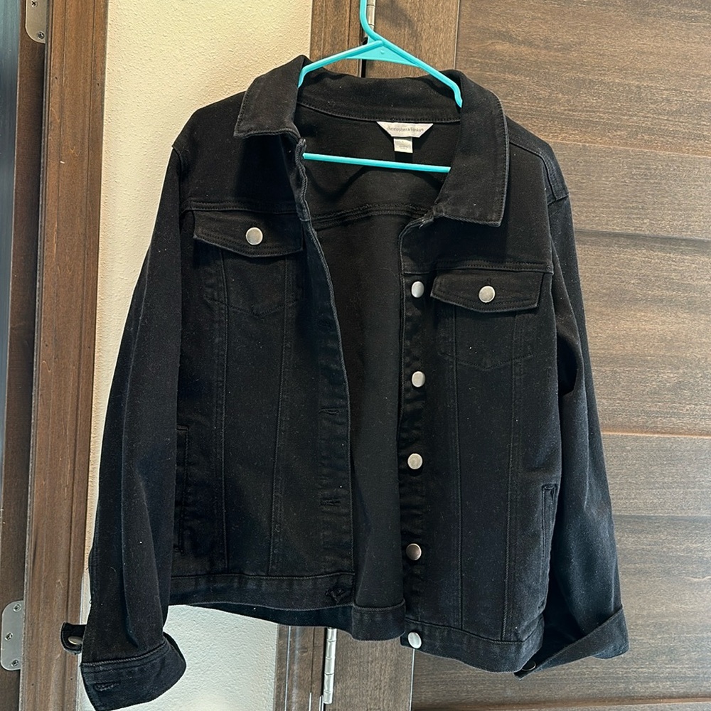 Large Christopher and Banks Black Denim Jacket